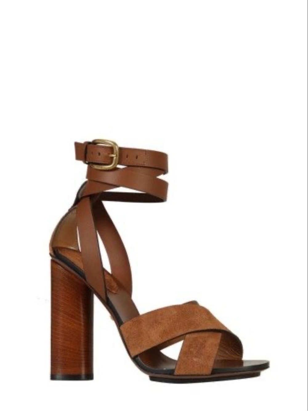 Gucci Brown Suede Block Heel Sandals with Ankle Strap EU 38 Size 8 US